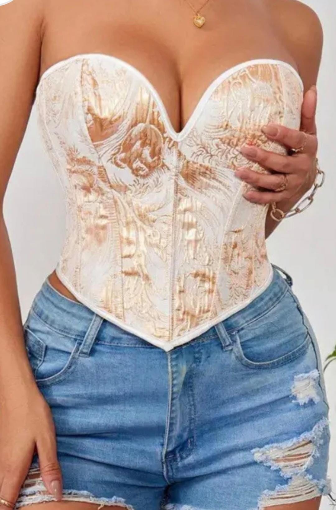 Elegant baroque floral bustier corset top