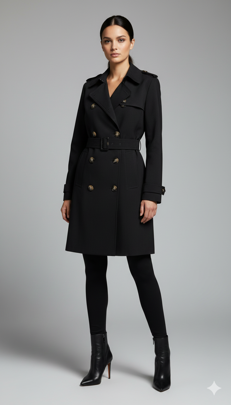 Gabardina "Midnight Noir" de Corte Entallado.