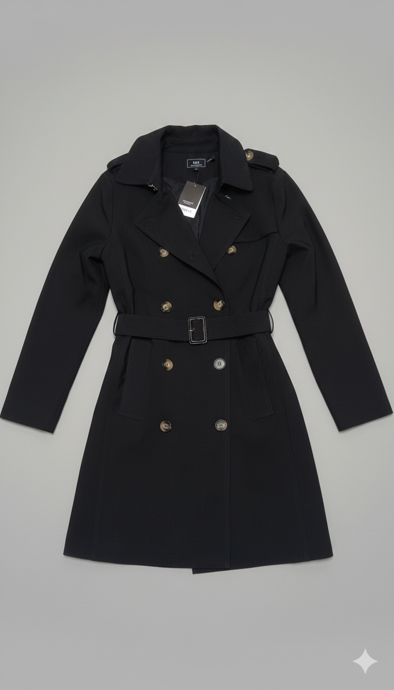 Gabardina "Midnight Noir" de Corte Entallado.