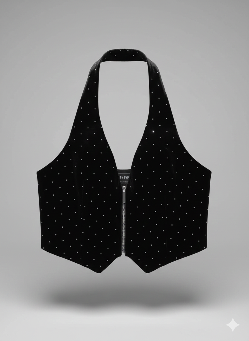 Top de gamuza con brillos