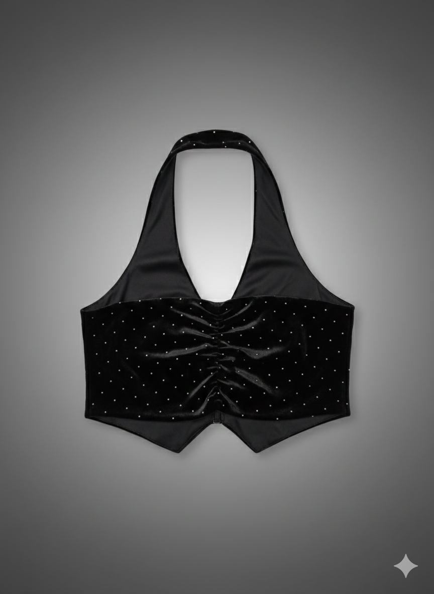 Top de gamuza con brillos