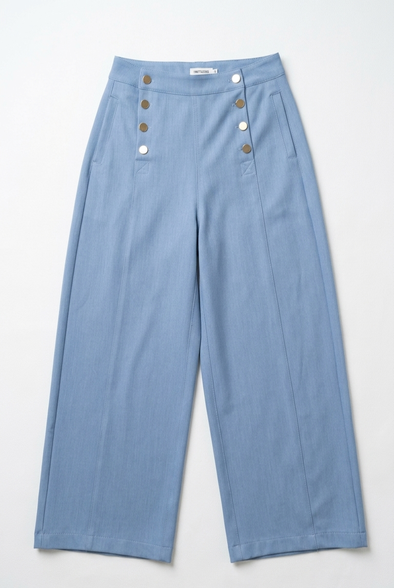 Pantalón Sailor Wide Leg – Denim Soft con Botones