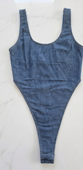 Body de Mezclilla con Corte Ultra-High Leg y Cuello Cuadrado