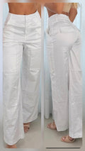 Pantalon Satin Cargo Wide Leg – Off White Luxury