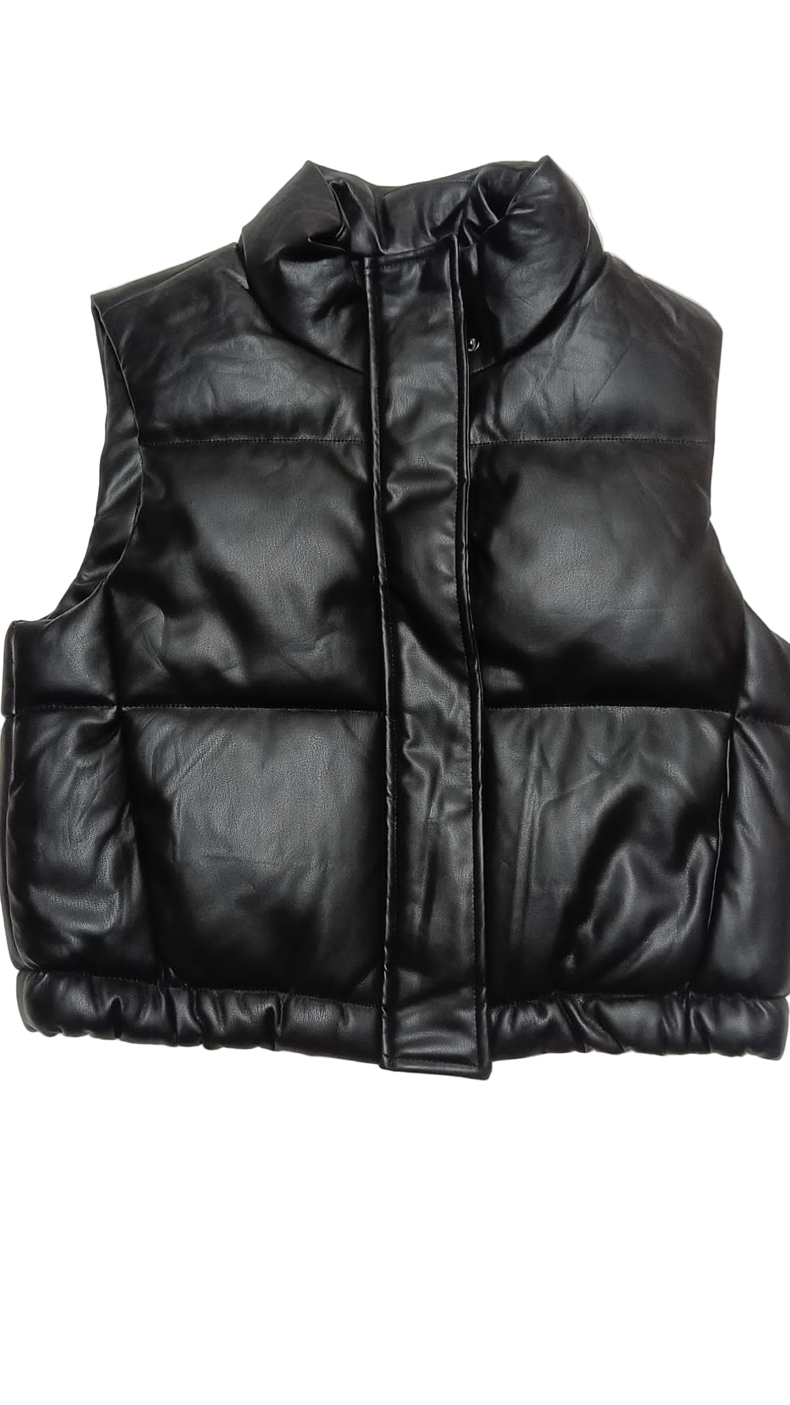 Vegan leather ultra puffer vest