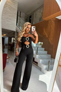 Enterizo"Midnight Glam" con Detalles de Hebillas Doradas
