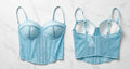 Corset "Sky Blue" – Encaje Floral y Tul Estructural