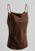 Blusa 'Giselle' con Tirantes de Eslabones y Cuello Desbocado