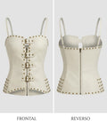 Top Corset "Ivory Rebel" en Ecopiel con Hebillas y Tachuelas
