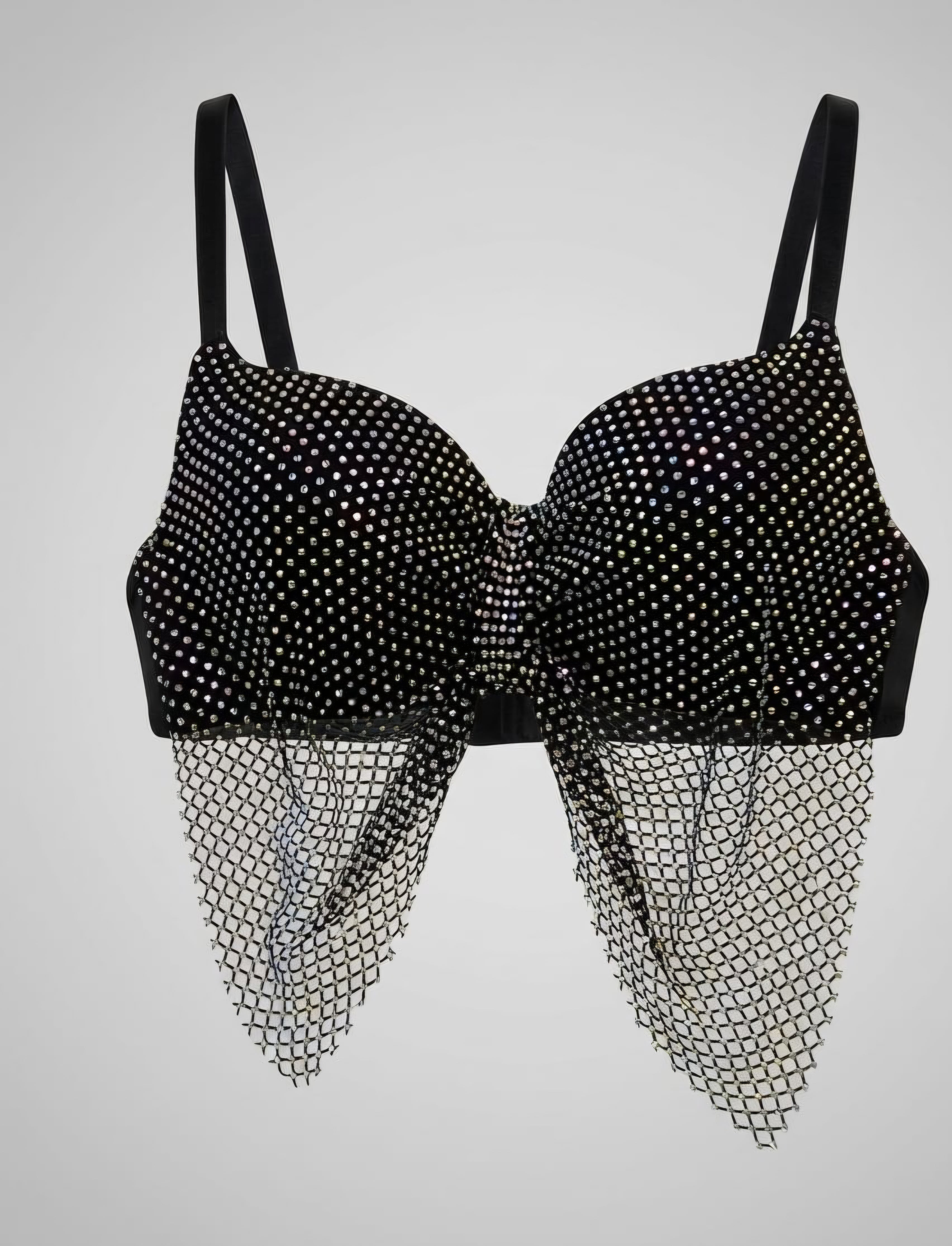 Top Bralette de Fiesta con Strass y Detalle de Red Centellante