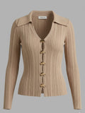 Blusa de punto acanalado con botones dorados