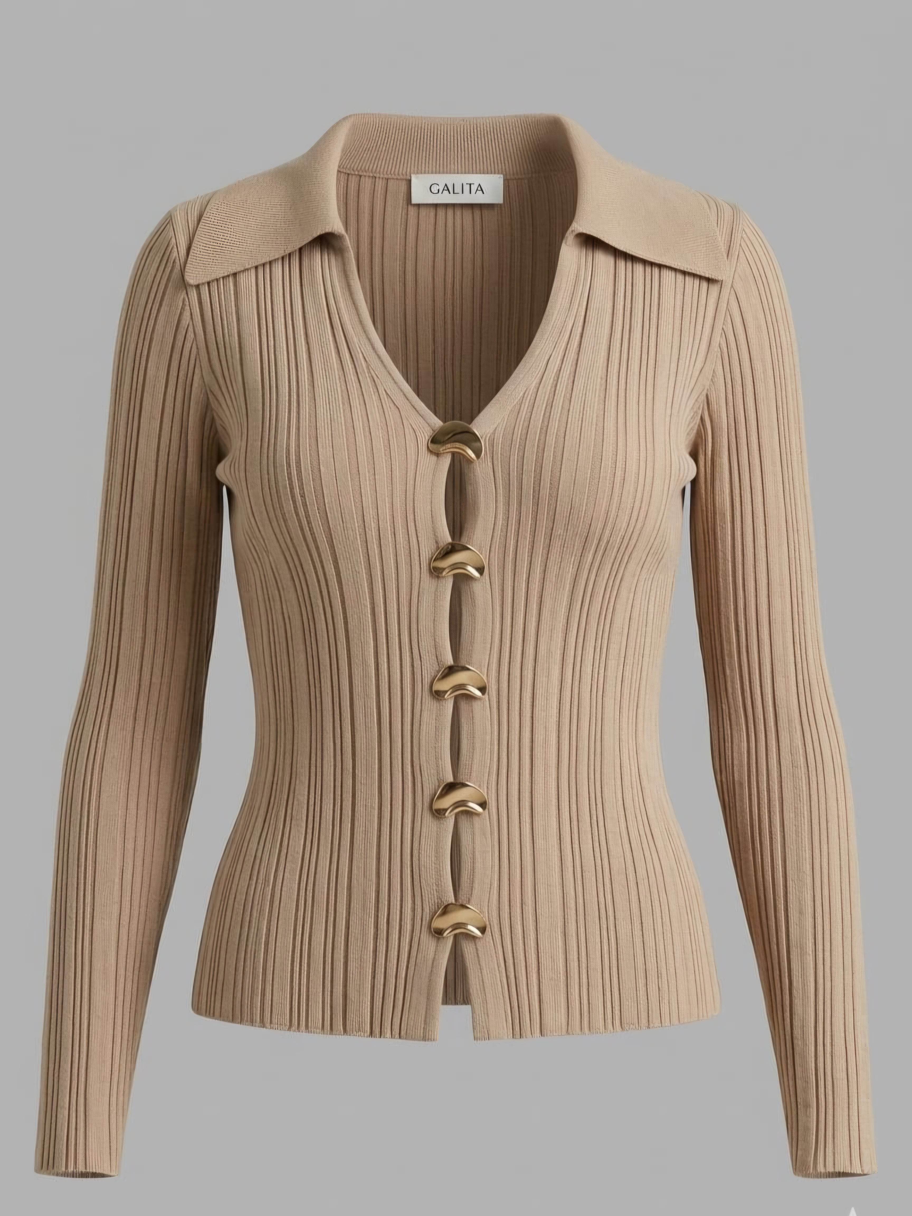 Blusa de punto acanalado con botones dorados