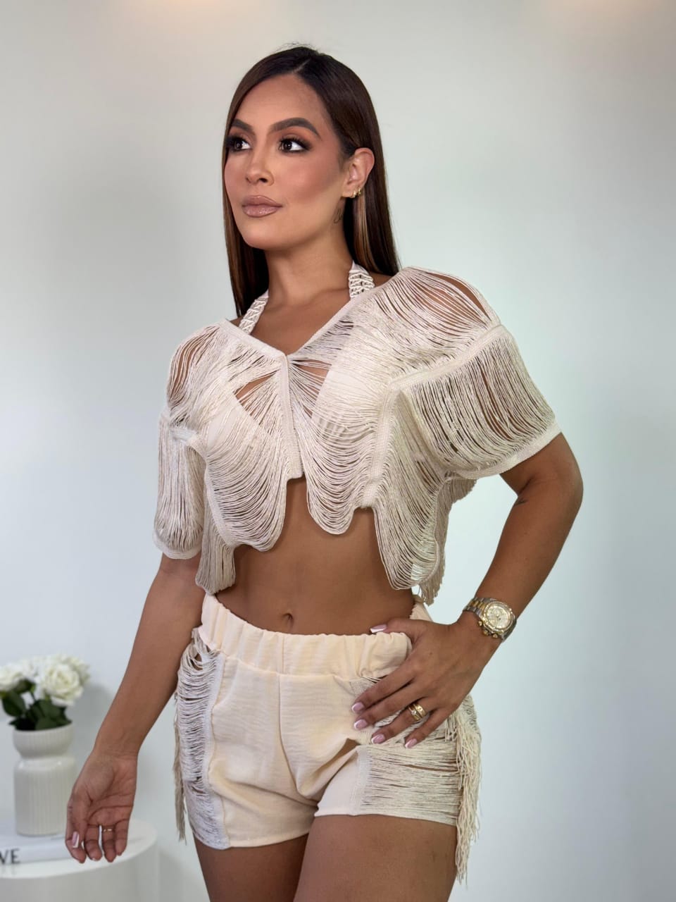 Set Artesanal "Ivory Fringe" – Edición Exclusiva