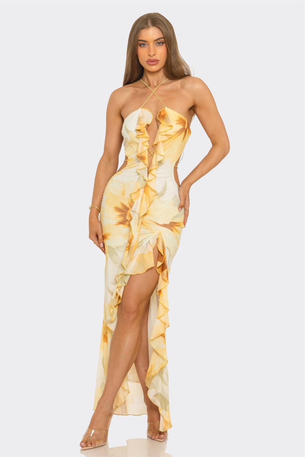 Vestido Midi "Amber Flow" con Escote Cowl y Espalda Drapeada Ajustable
