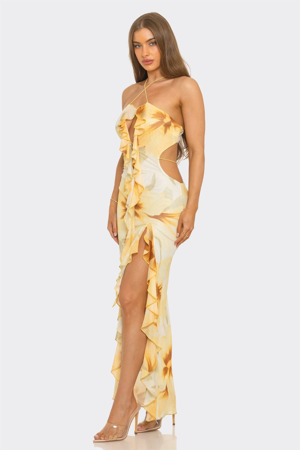 Vestido Midi "Amber Flow" con Escote Cowl y Espalda Drapeada Ajustable