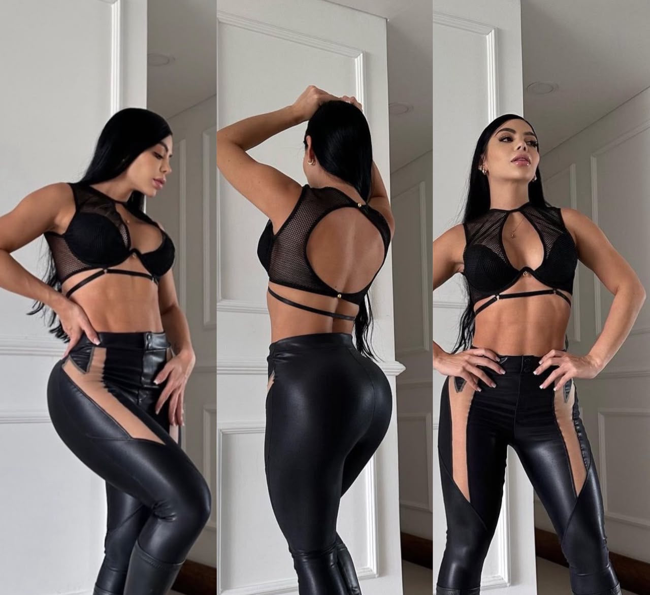 Leggins Efecto Cuero con Transparencias "Sensual Cut" - Talla Única