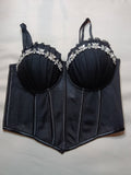 Top Corset "Noir Bijoux" con Copas Plisadas y Aplicación de Pedrería