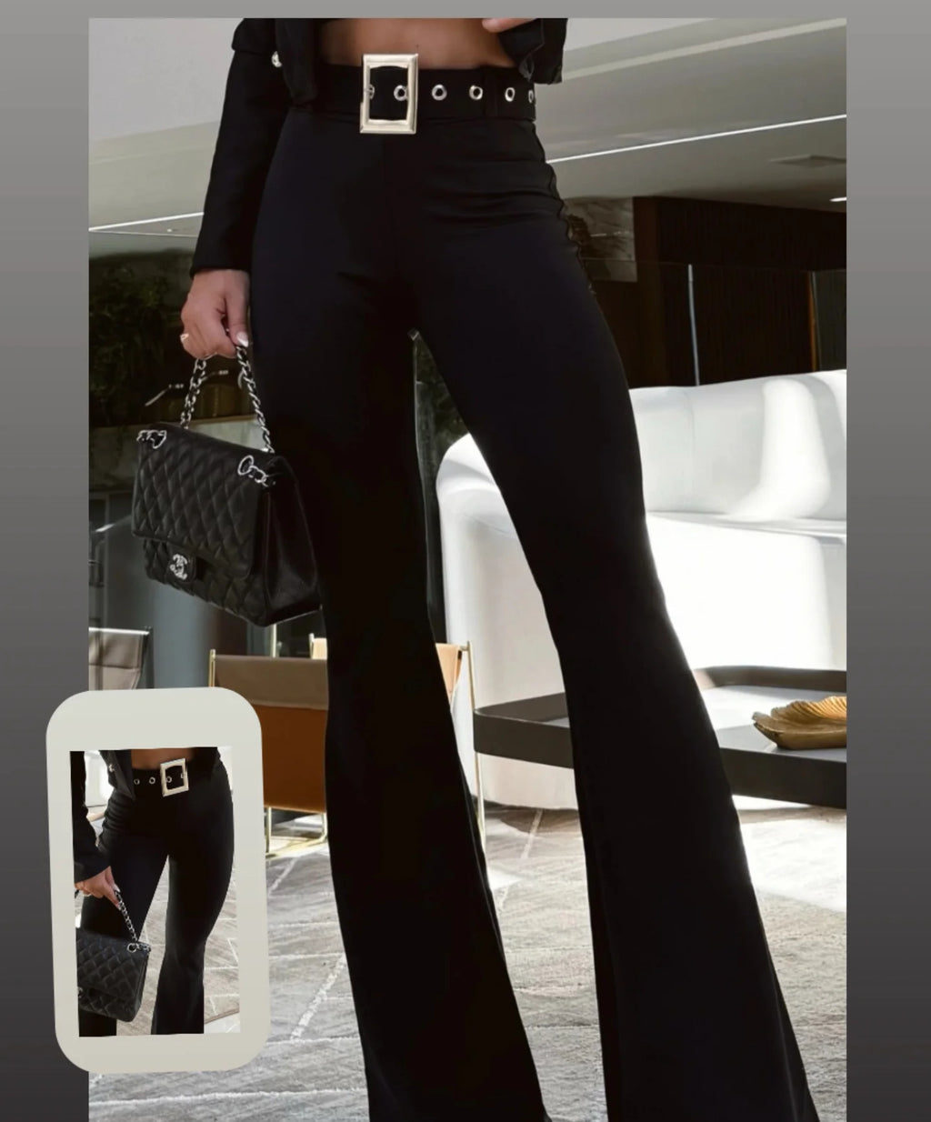 Pantalón de Vestir "Wide Leg" con Cinturón de Lujo