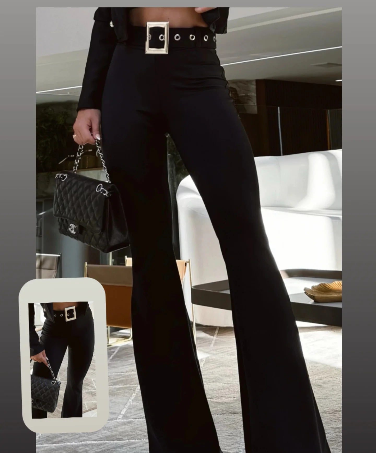 Pantalón de Vestir "Wide Leg" con Cinturón de Lujo
