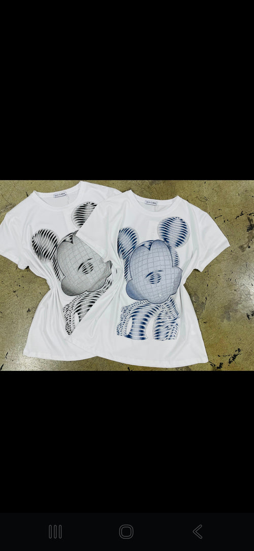 Camiseta "Pop Sculpture" con Gráfico Geométrico y Cristales