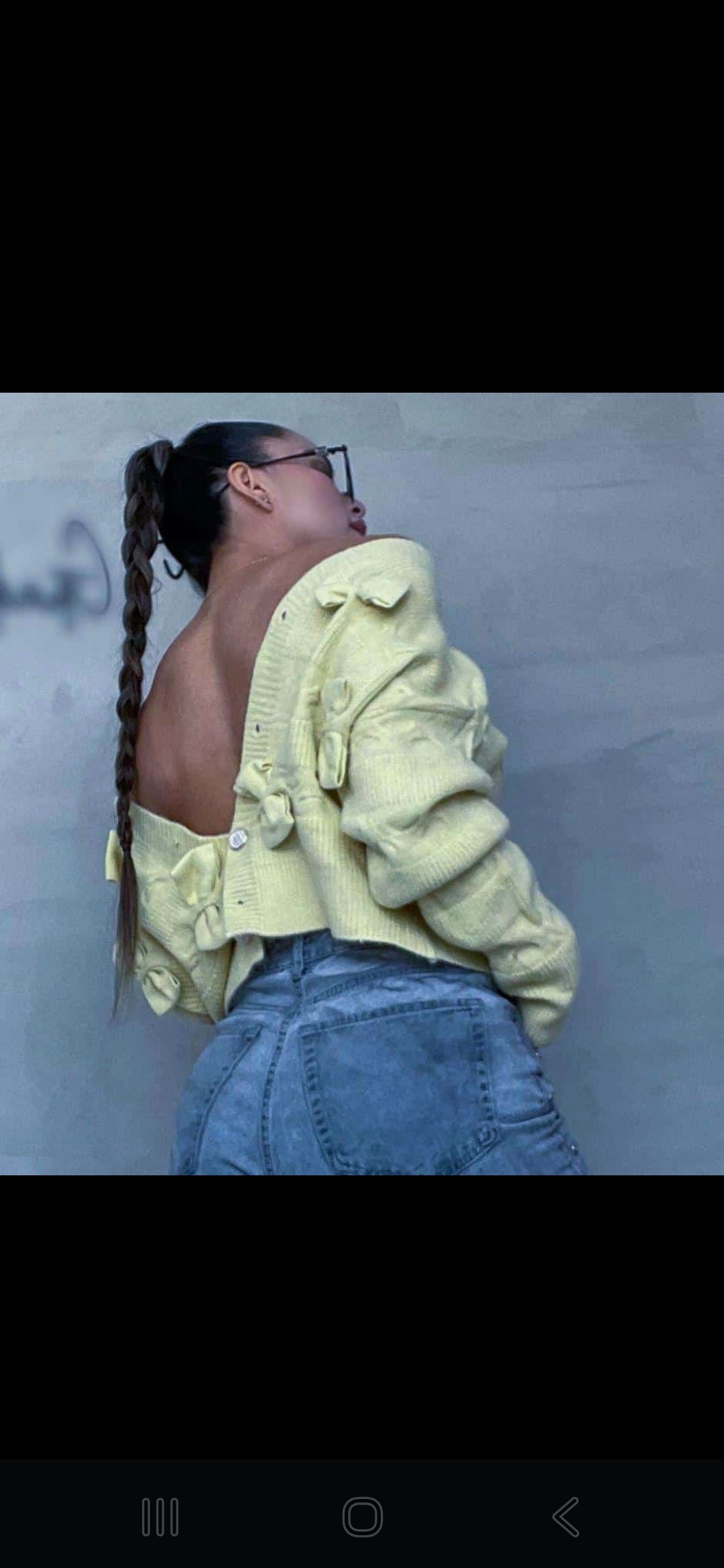 Blusa en tejido de punto Soft Yellow con Detalles de Lazos