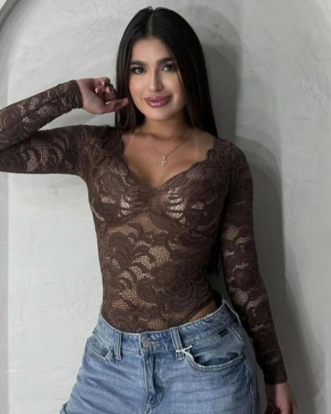 Body de Encaje Floral "Moca Dream"