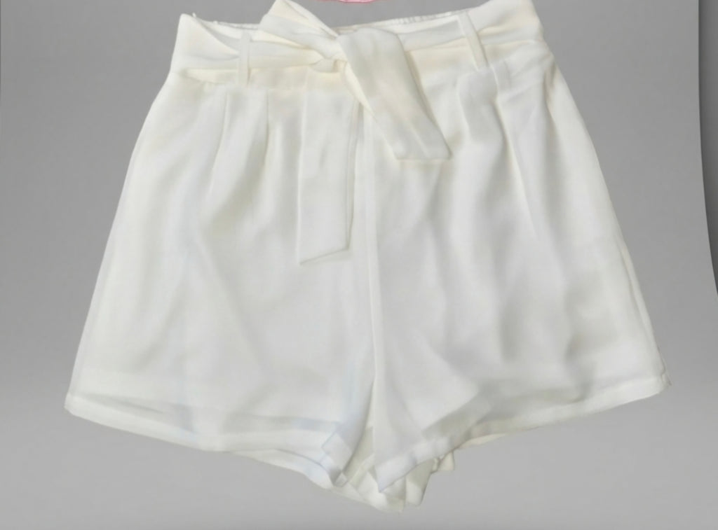 Short de Chifón Fluido de Tiro Alto con Pinzas