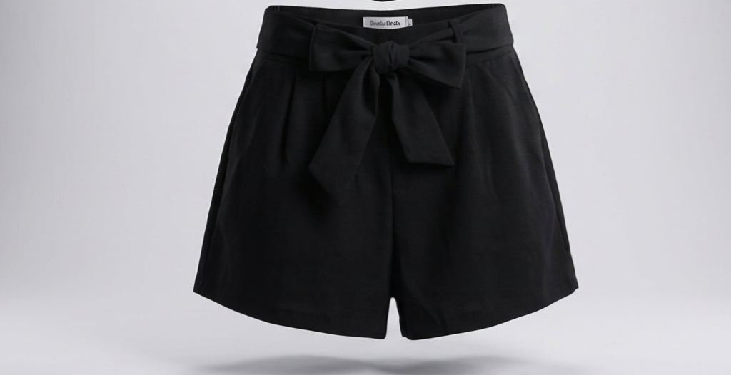 Short de Chifón Fluido de Tiro Alto con Pinzas