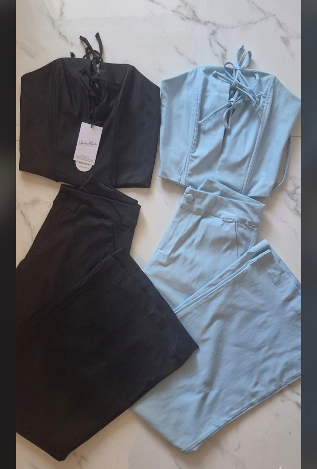 Set Signature: Corset con Lazada y Pantalón Wide-Leg
