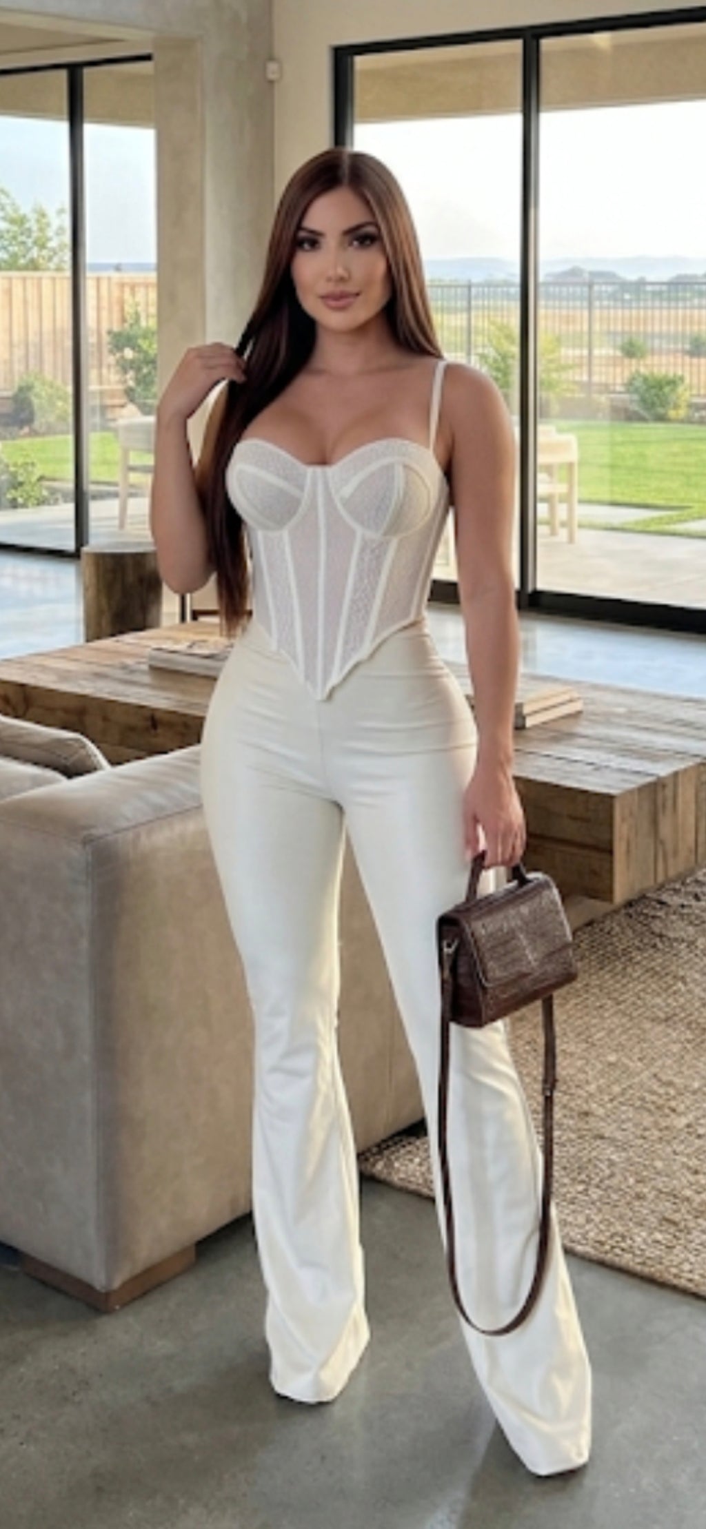 Conjunto Corset y Pantalón: Sofisticación en Beige