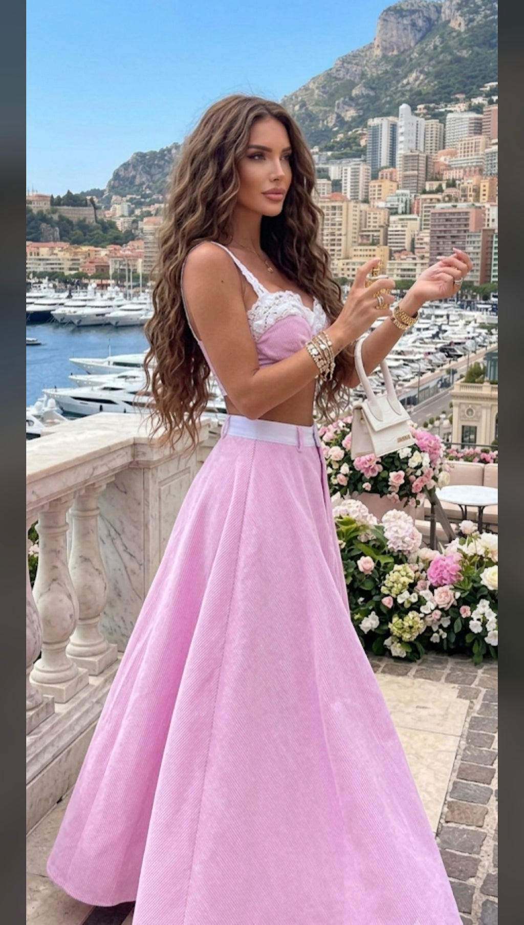 Conjunto de Falda Larga y Top con Encaje