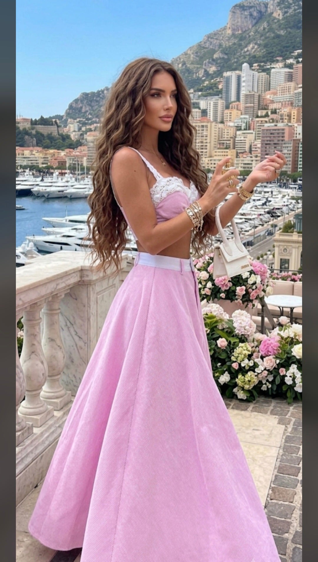 Conjunto de Falda Larga y Top con Encaje