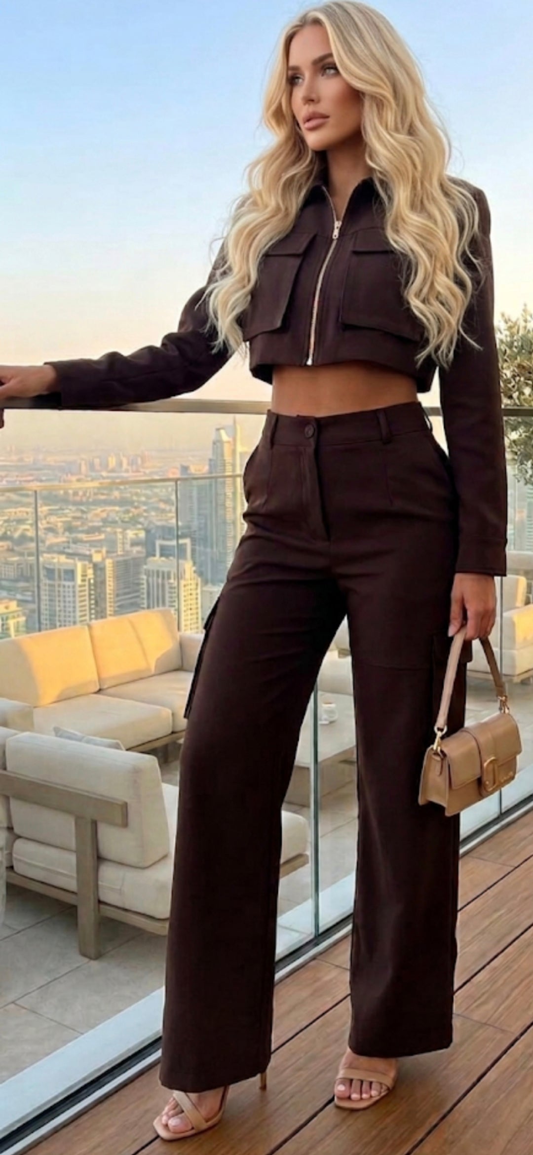 Conjunto "Sierra" – Chaqueta Utility  y Pantalón Cargo de Talle Alto
