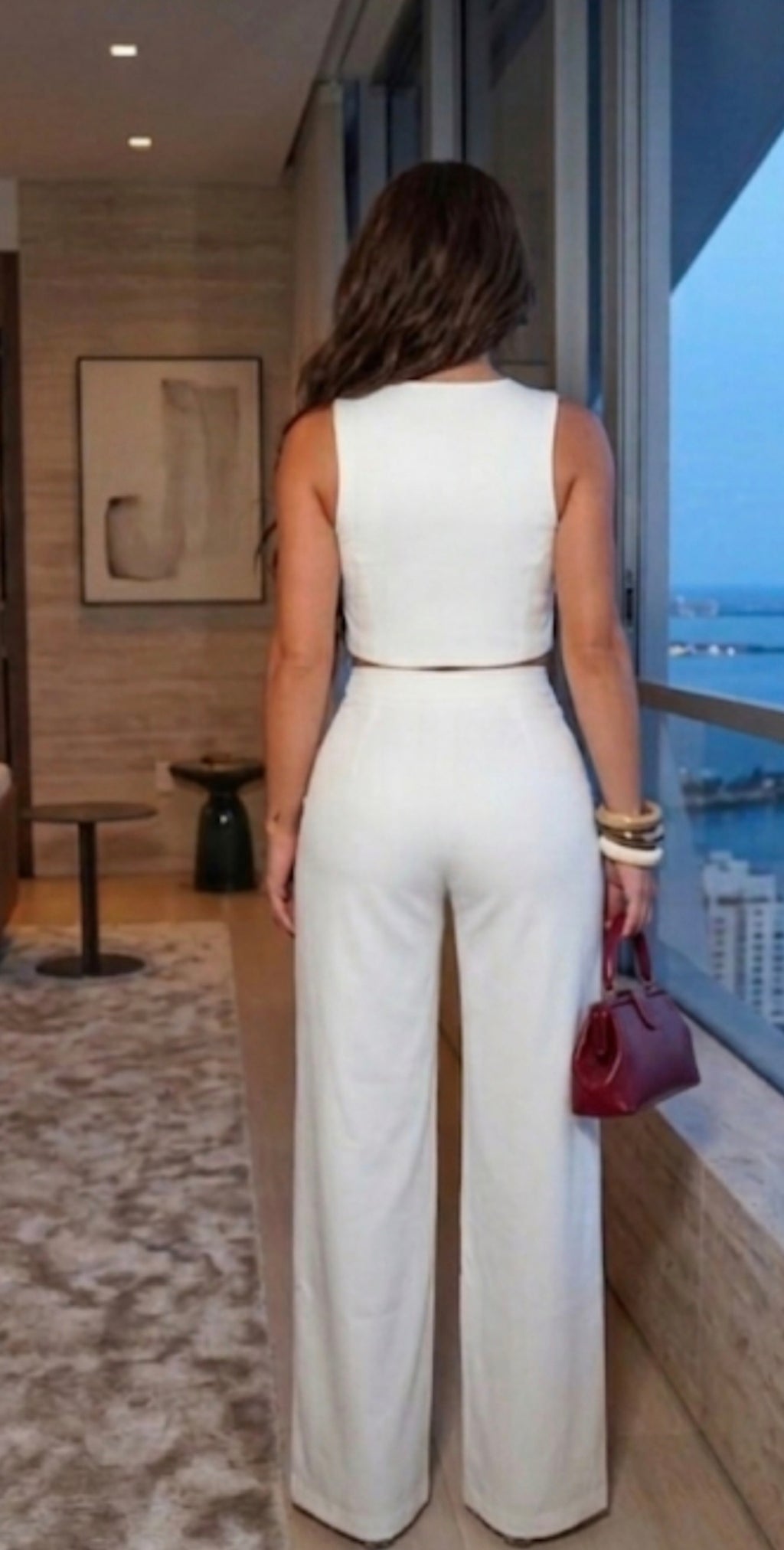 Conjunto de Dos Piezas: Top Lace-Up y Pantalón Wide Leg