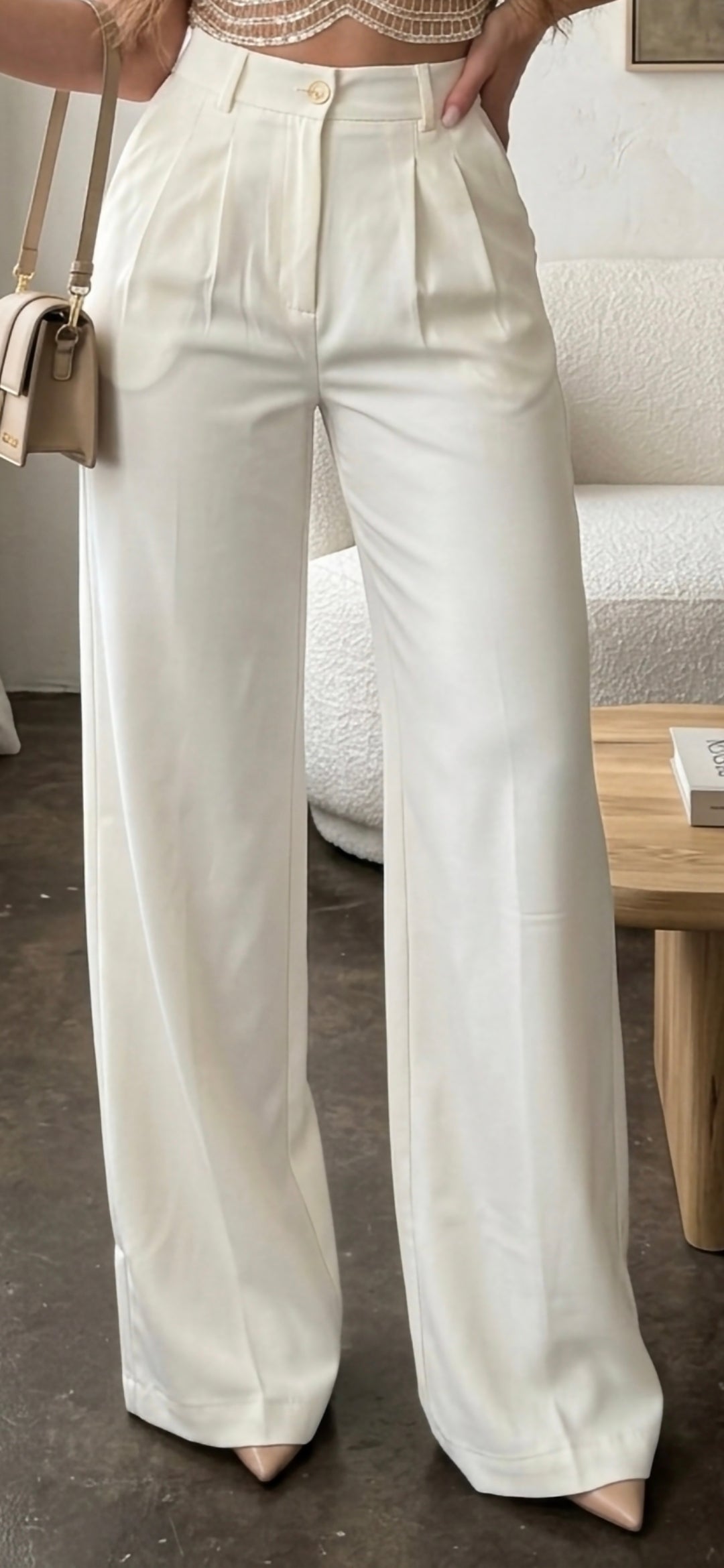Pantalón de Corte Elegante en Blanco