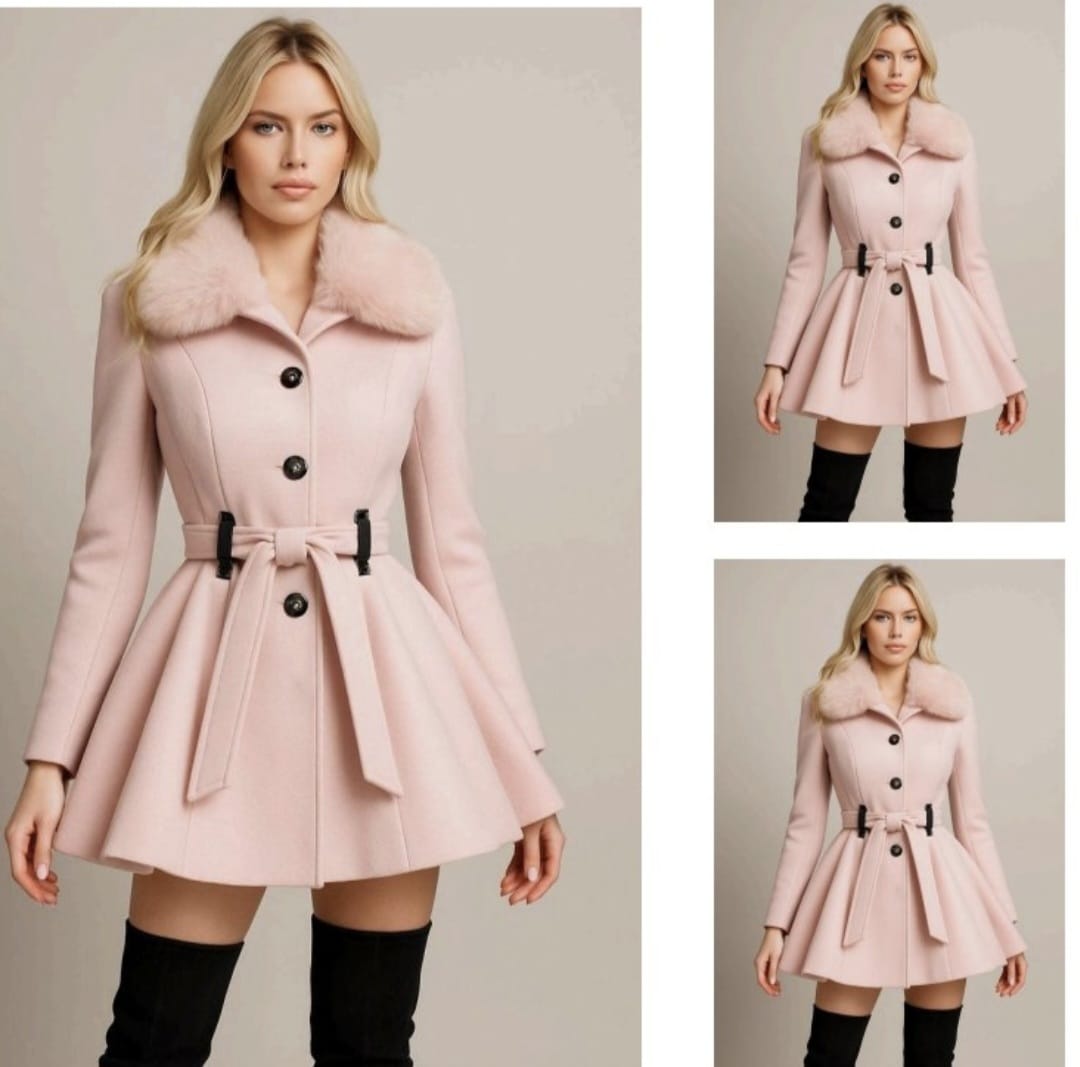 Regal embrace faux fur collar coat  Style clawc439